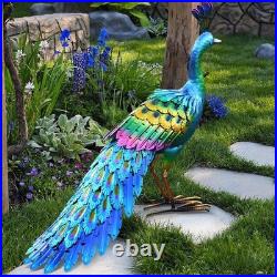 Whimsical Metal Peacock Yard Decoration
