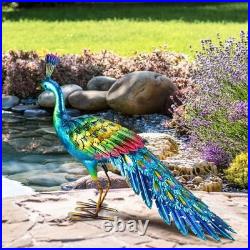 Whimsical Metal Peacock Yard Decoration