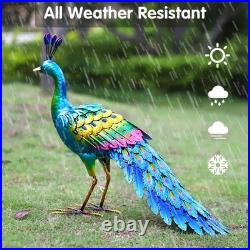 Whimsical Metal Peacock Yard Decoration