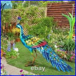 Whimsical Metal Peacock Yard Decoration