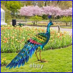 Whimsical Metal Peacock Yard Decoration