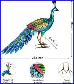 Whimsical Metal Peacock Yard Decoration