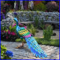 Whimsical Metal Peacock Yard Decoration