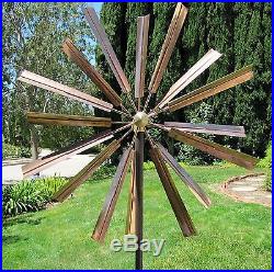Wind Sculpture Kinetic Copper Wind Spinner Double Windmill Yard Lawn Ornament