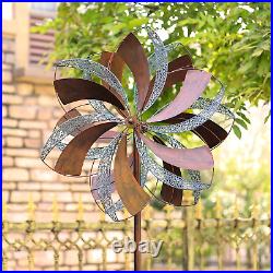 Wind Spinner Flower Sculpture Large Kinetic Windmill Outdoor Garden Yard Decor