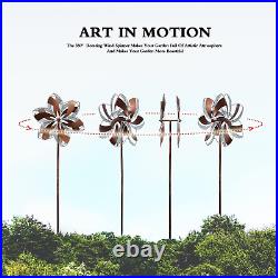 Wind Spinner Flower Sculpture Large Kinetic Windmill Outdoor Garden Yard Decor