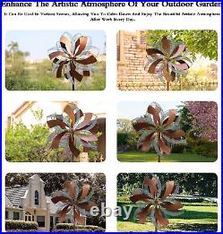 Wind Spinner Flower Sculpture Large Kinetic Windmill Outdoor Garden Yard Decor