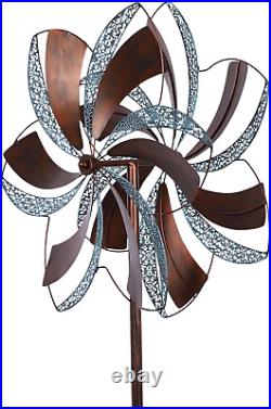 Wind Spinner Flower Sculpture Large Kinetic Windmill Outdoor Garden Yard Decor