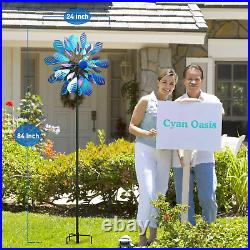 Wind Spinner Large Metal Kinetic Sculpture Outdoor Yard Garden Lawn Decor Blue