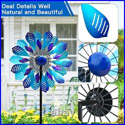 Wind Spinner Large Metal Kinetic Sculpture Outdoor Yard Garden Lawn Decor Blue