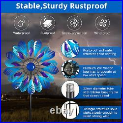 Wind Spinner Large Metal Kinetic Sculpture Outdoor Yard Garden Lawn Decor Blue