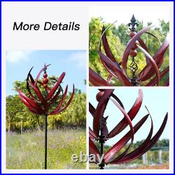 Wind Spinner Large Metal Sculptures Outdoor Yard Art Garden Decor Burgundy Lotus