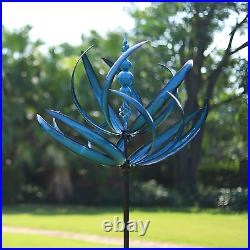 Wind Spinner X-Large Metal Sculpture Outdoor Yard Garden Lawn Decor Blue 91 H