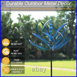 Wind Spinner X-Large Metal Sculpture Outdoor Yard Garden Lawn Decor Blue 91 H