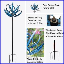 Wind Spinner X-Large Metal Sculpture Outdoor Yard Garden Lawn Decor Blue 91 H