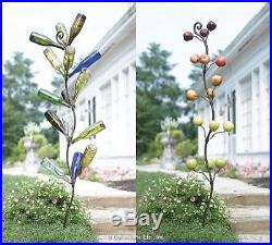 Wine Bottle/Fruit Tree Frame Outdoor Garden Yard Art Sculpture Bird Feeder Metal