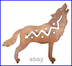 Wolf Metal Yard Art Statue, Rust Finish, Wolf Sculpture, Handmade in the USA