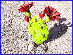 X LARGE Metal Art FAT Barrel cactus sculpture with THORNS