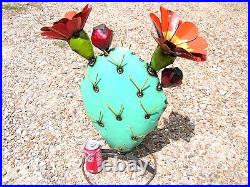 X LARGE Metal Art FAT Barrel cactus sculpture with THORNS #1
