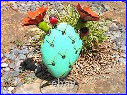 X LARGE Metal Art FAT Barrel cactus sculpture with THORNS #1