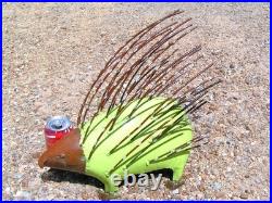 XLarge METAL Yard Art PORCUPINE with Quills, Junk Iron Sculpture, F