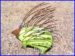 XLarge METAL Yard Art PORCUPINE with Quills, Junk Iron Sculpture, F