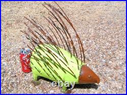 XLarge METAL Yard Art PORCUPINE with Quills, Junk Iron Sculpture, F
