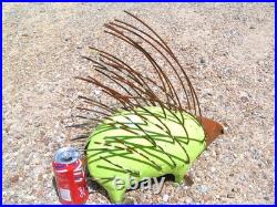 XLarge METAL Yard Art PORCUPINE with Quills, Junk Iron Sculpture, F