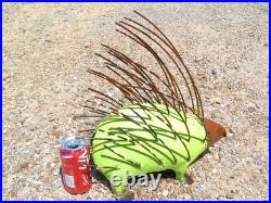 XLarge METAL Yard Art PORCUPINE with Quills, Junk Iron Sculpture, F