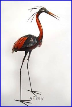 Yard Sculptures Standing Heron- Made From Recycled Metal