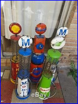 Yard Art Metal Gas Pump shell, Sinclair, gulf, mobil, lot of 5