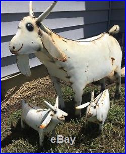 Yard Art Metal Goat And Babies Sculpture 35 L Animal