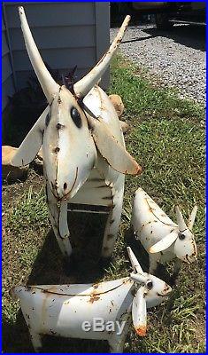 Yard Art Metal Goat And Babies Sculpture 35 L Animal