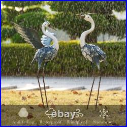 Yard Decorations Outdoor Garden Statues, Blue Metal Crane Yard Art, 25-26 La