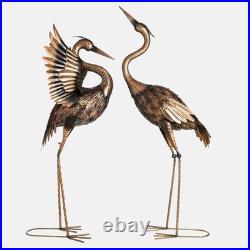 Yard Decorations Outdoor Garden Statues, Brass Metal Crane Yard Art, 33-39 L