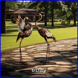 Yard Decorations Outdoor Garden Statues, Brass Metal Crane Yard Art, 33-39 L