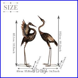 Yard Decorations Outdoor Garden Statues, Brass Metal Crane Yard Art, 33-39 L