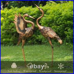 Yard Decorations Outdoor Garden Statues, Brass Metal Crane Yard Art, 33-39 L