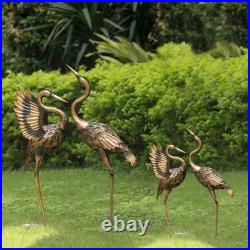 Yard Decorations Outdoor Garden Statues, Brass Metal Crane Yard Art, 33-39 L
