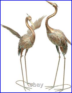 Yard Decorations Outdoor Garden Statues, Gold Metal Crane Yard Art, 25-26 Lawn