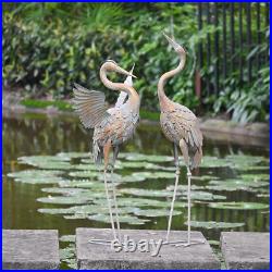 Yard Decorations Outdoor Garden Statues, Gold Metal Crane Yard Art, 25-26 Lawn