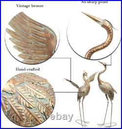 Yard Decorations Outdoor Garden Statues, Gold Metal Crane Yard Art, 25-26 Lawn