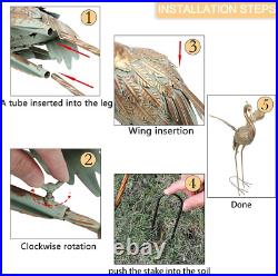 Yard Decorations Outdoor Garden Statues, Gold Metal Crane Yard Art, 25-26 Lawn