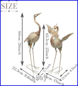 Yard Decorations Outdoor Garden Statues, Gold Metal Crane Yard Art, 25-26 Lawn