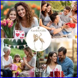 Yard Decorations Outdoor Garden Statues, Gold Metal Crane Yard Art, 25-26 Lawn