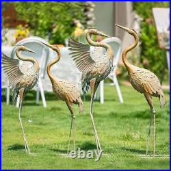 Yard Decorations Outdoor Garden Statues, Gold Metal Crane Yard Art, 25-26 Lawn