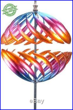 Yard Decorations Wind Spinner Blue3 360 Degrees Double Steel Metal Sculpture Is