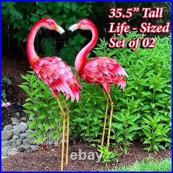 Yard Flamingos Decor Metal Flamingo Statues Garden Sculpture Metal Yard Art 36
